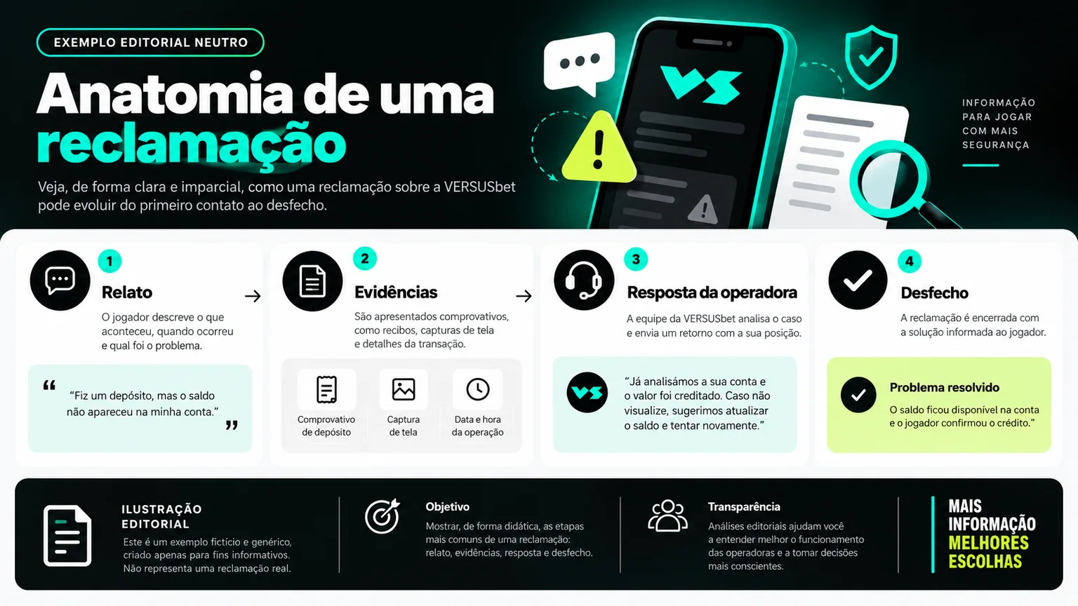 Anatomia editorial de uma reclamação: fato alegado, resposta, evidência e desfecho.